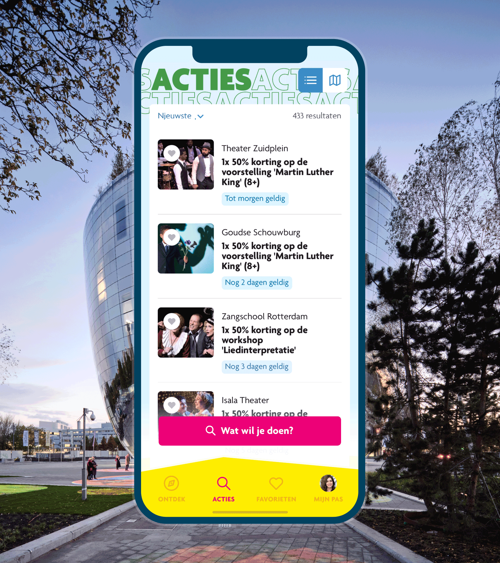 Actiepagina in Rotterdampas app