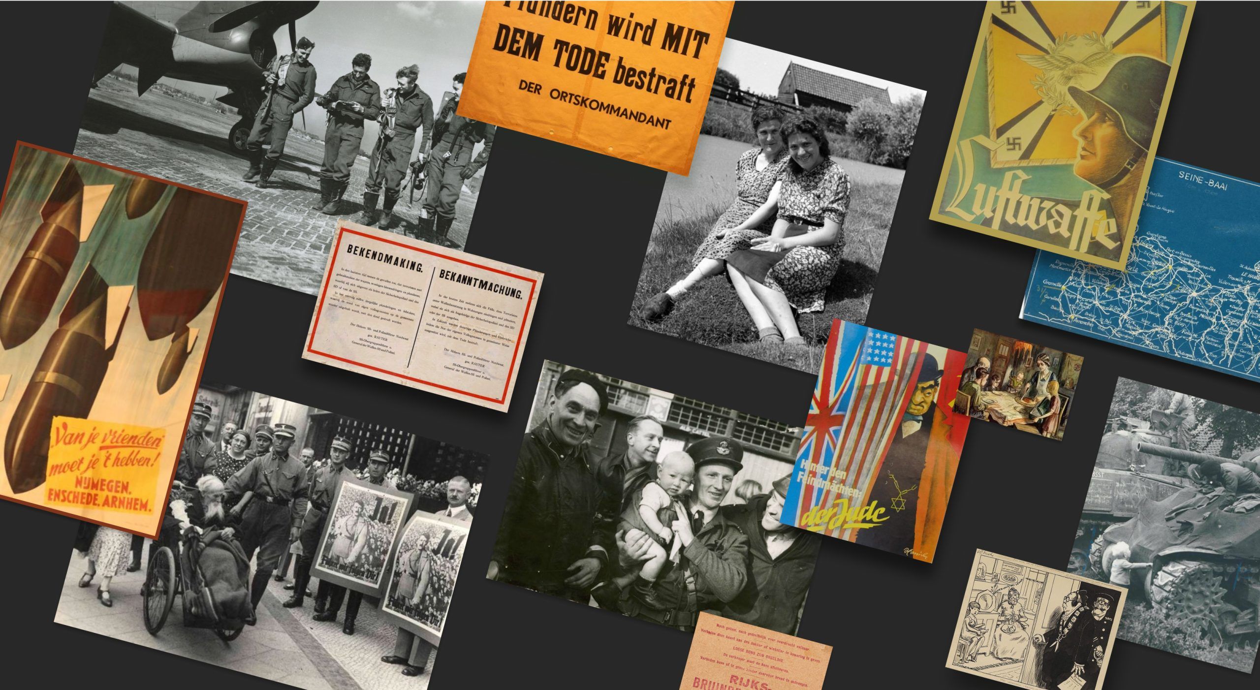 Collage van bronnen uit de tweede wereldoorlog