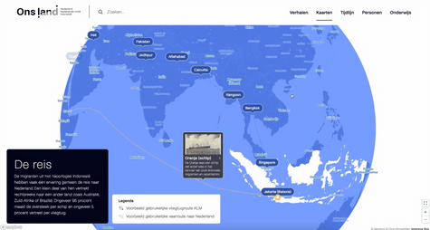 Screenshot van Onsland website waarop je een kaart ziet