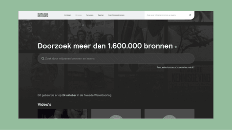 Schermafbeelding van website oorlogsbronnen