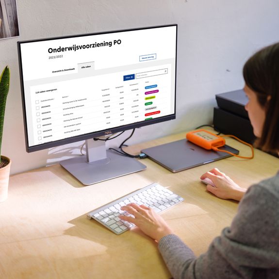 Computerscherm met subsidieportaal erop